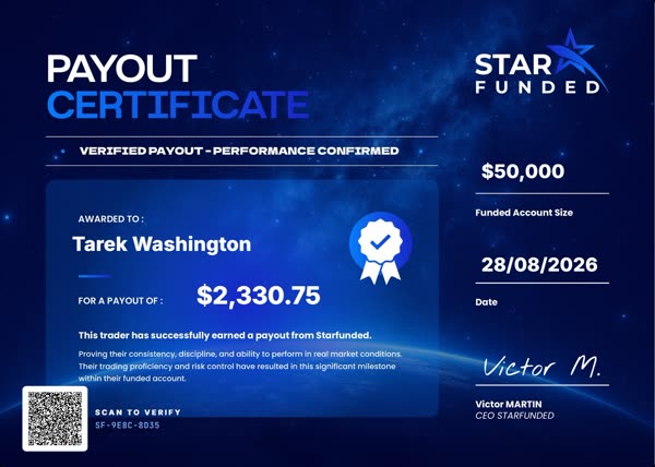 Certificato di pagamento di $2331 per Tarek Washington il 28/08/2026