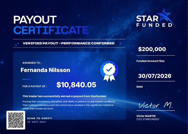Certificato di pagamento di $10840 per Fernanda Nilsson il 30/07/2026