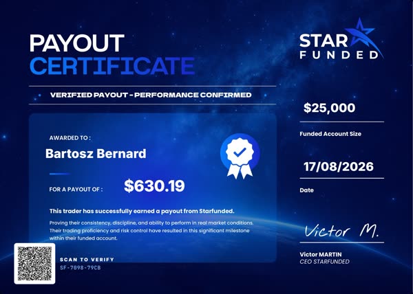 Certificato di pagamento di $630 per Bartosz Bernard il 17/08/2026