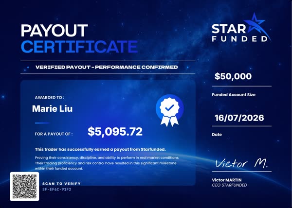 Certificato di pagamento di $5096 per Marie Liu il 16/07/2026
